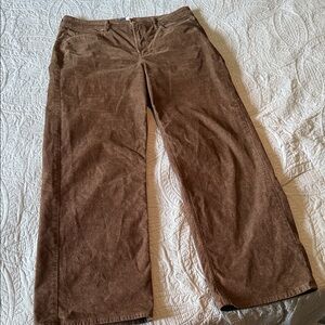 Old Navy Chocolate Corduroy Trousers Extra High Rise Wide Leg Women’s size 14